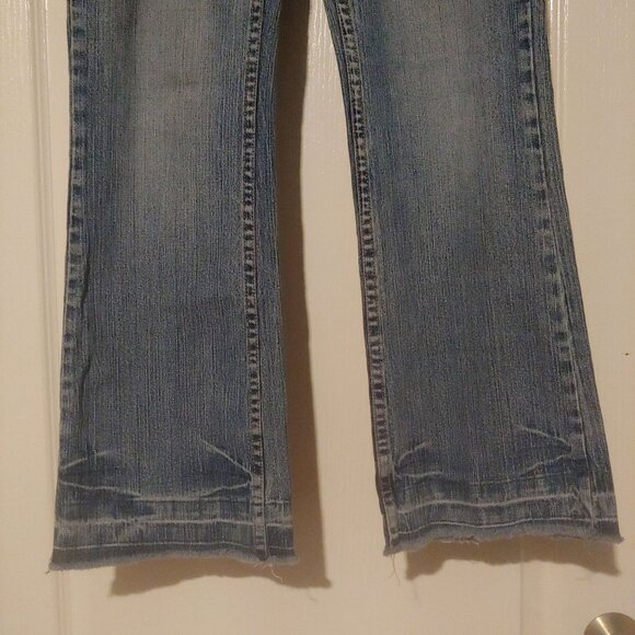 ZD Jeans Embroidered Sun Burst Boot Cut Raw Hem Stretch Pants 13 - Picture 4 of 10